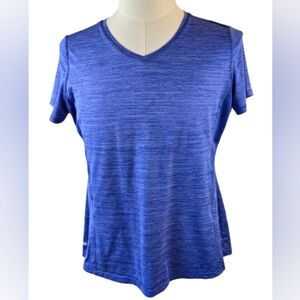 Danskin Dri-More Top Short Sleeve Blue Size Large